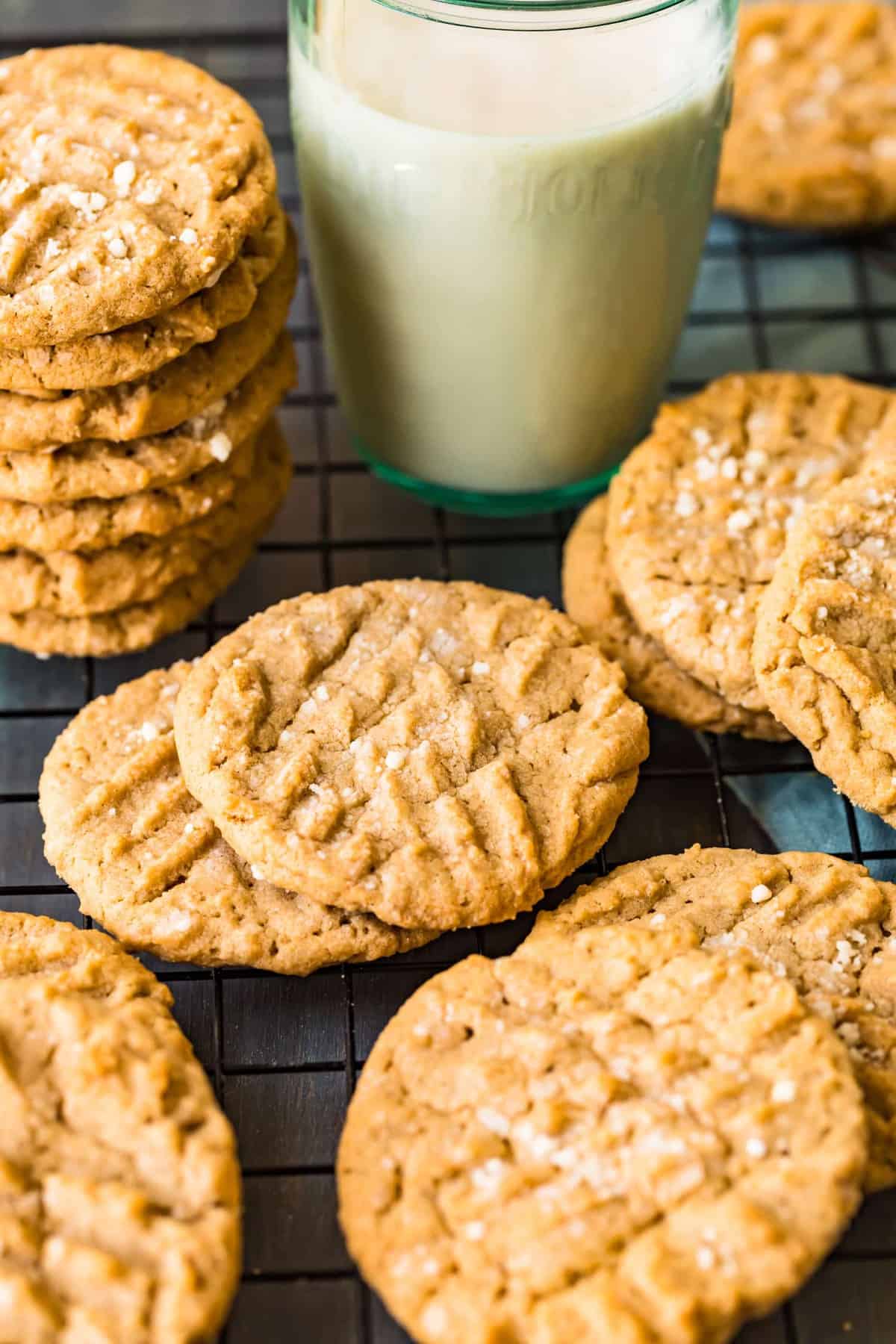 Cookies next to a glass of milk