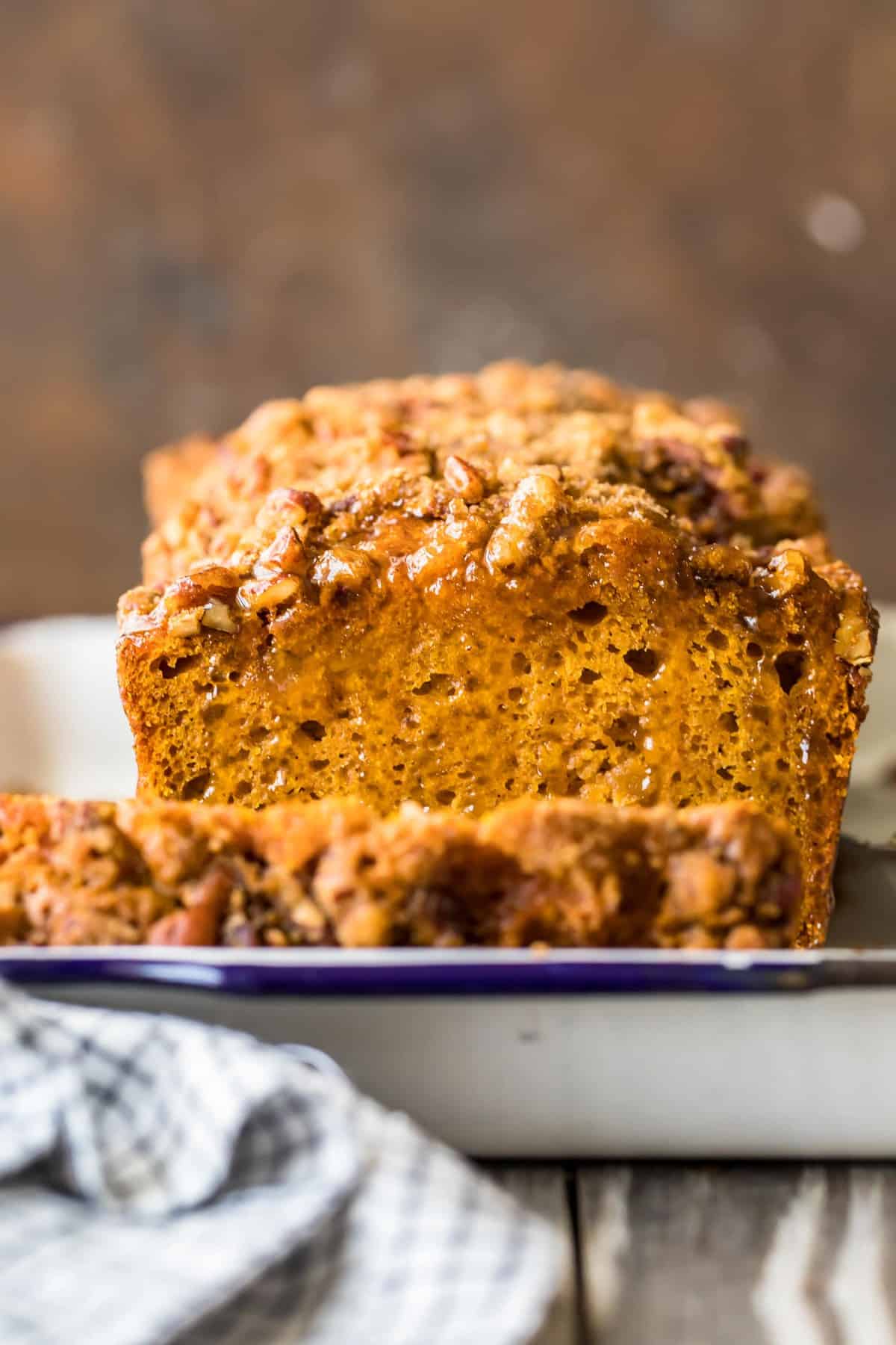 Oatmeal Pumpkin Bread with the end sliced off