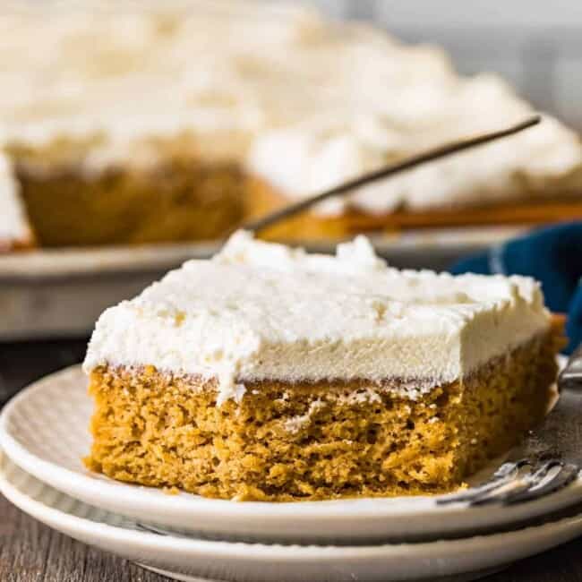 slice of pumpkin bar on a plate