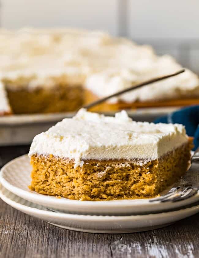 slice of pumpkin bar on a plate