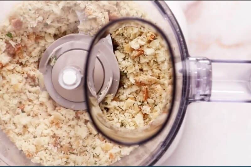 bread and herbs mix prepared in food processor
