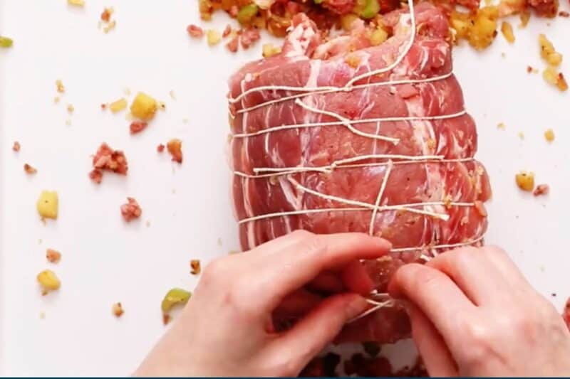 tie pork loin with twine once rolled