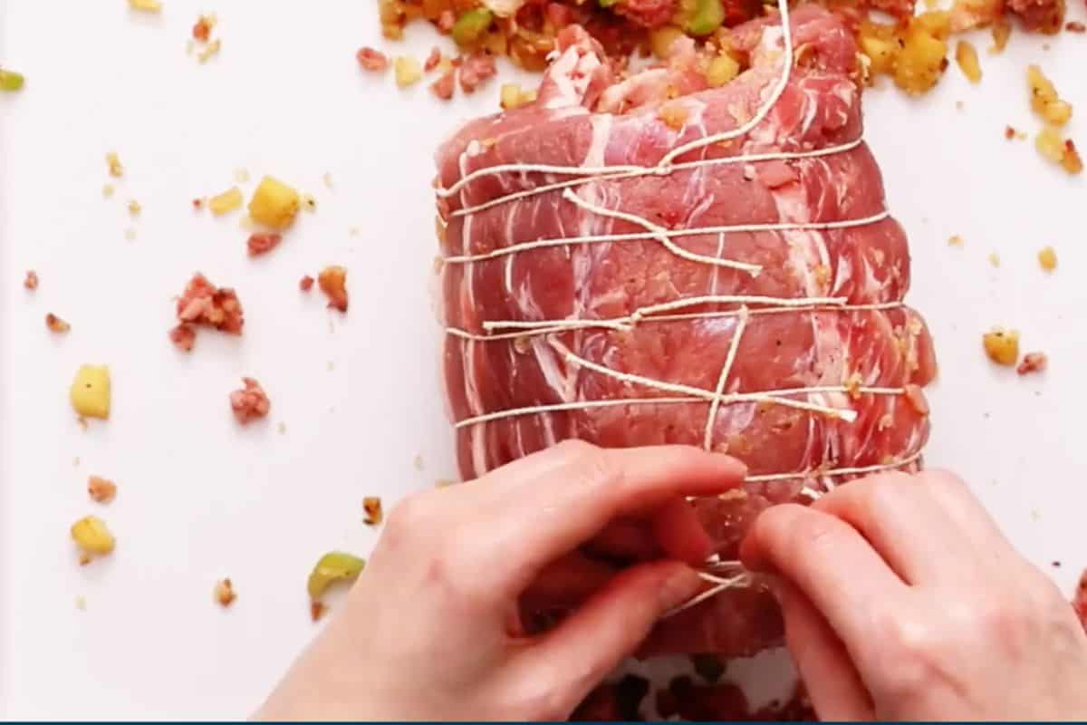 tie pork loin with twine once rolled