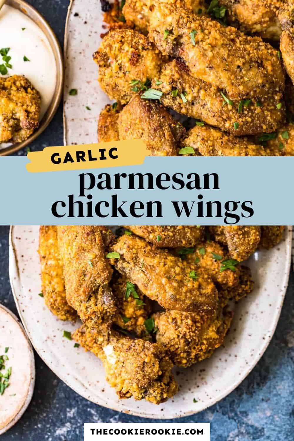 Garlic parmesan chicken wings pin image