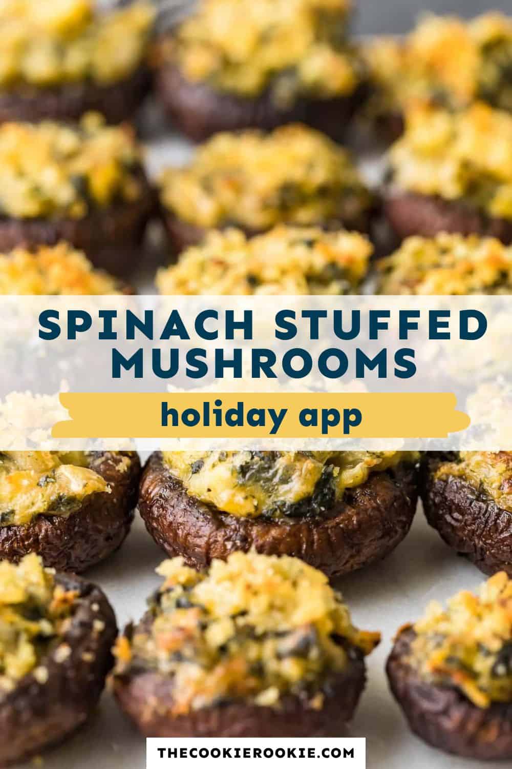 Spinach Stuffed Mushrooms pin image