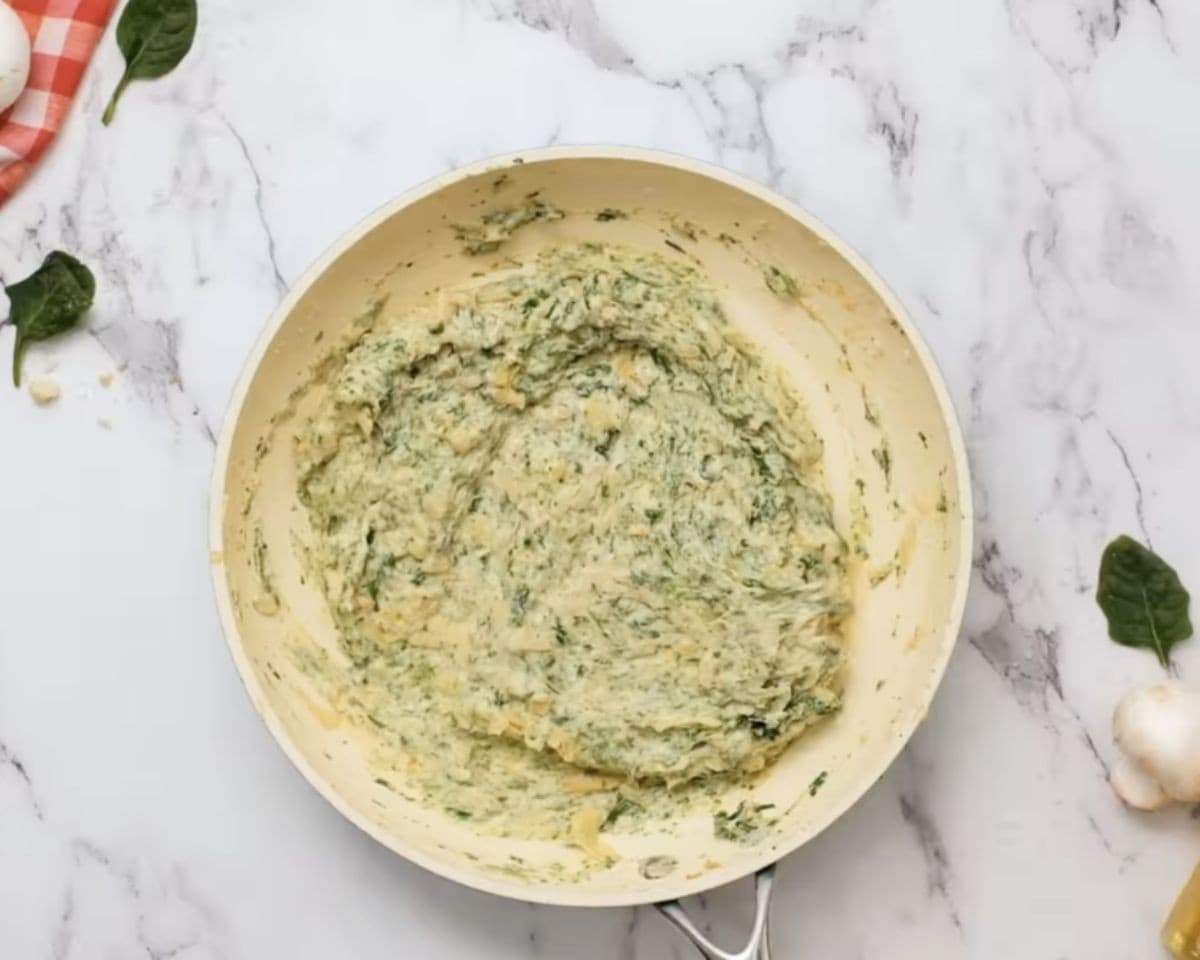 Spinach added to the filling mixture.