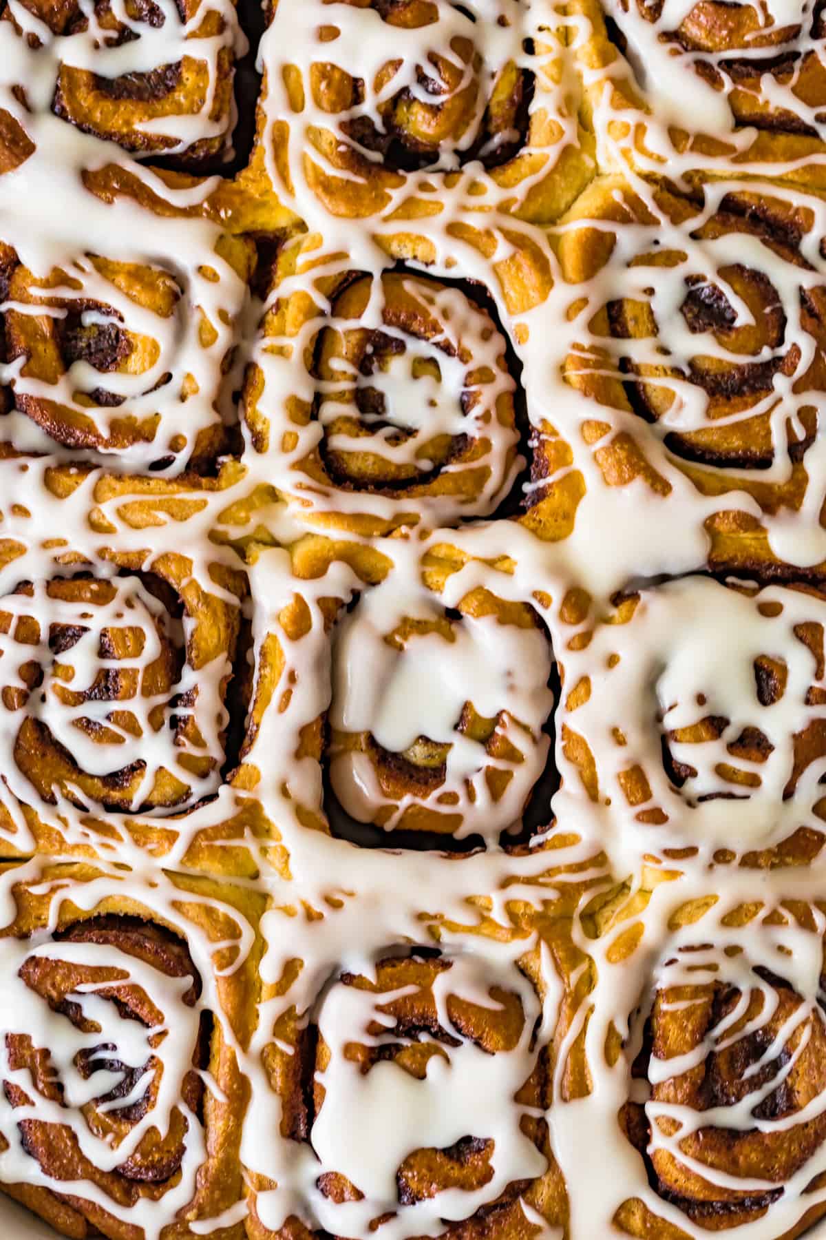 Iced Homemade Cinnamon Rolls ready to eat