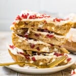 cranberry bliss bars with creamy frosting