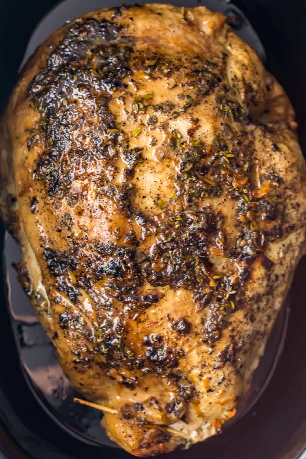 Close up of the cooked turkey breast