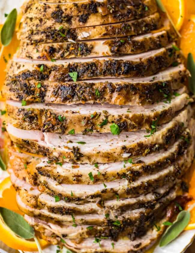 sliced crockpot turkey breast on plate