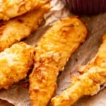 crispy baked chicken fingers on a dish