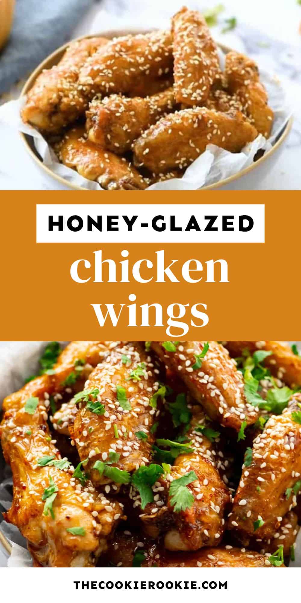 honey glazed chicken wings pin image