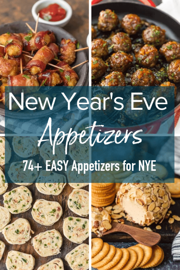 photo collage with text: new year's eve appetizers
