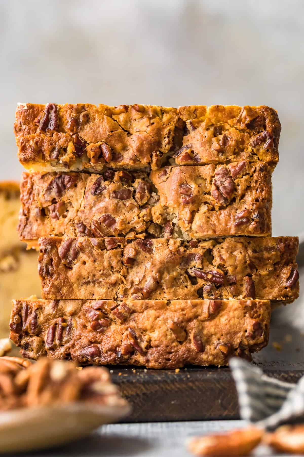 Shot showing the pecans in the cake