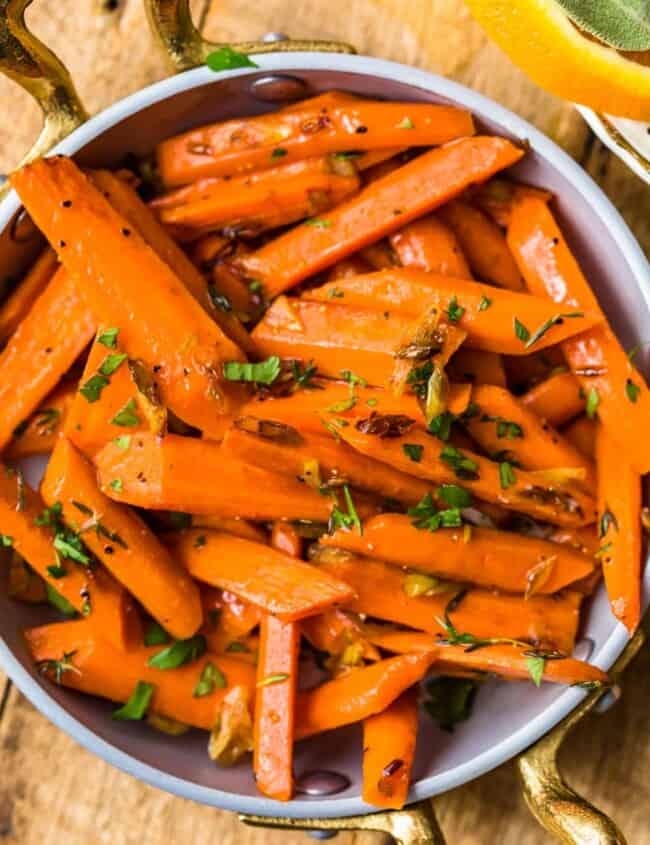 sauteed sliced carrants in a bowl