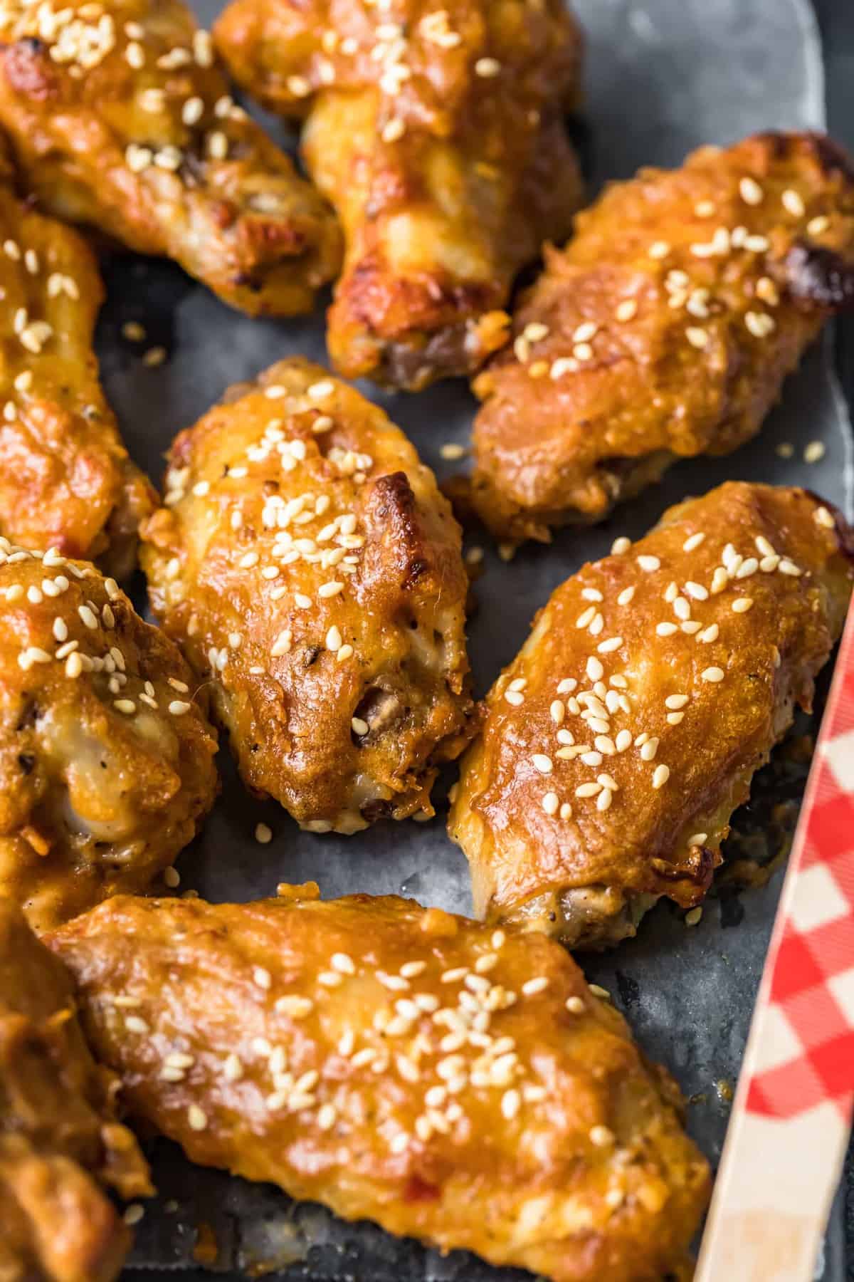 Close up of the baked wings