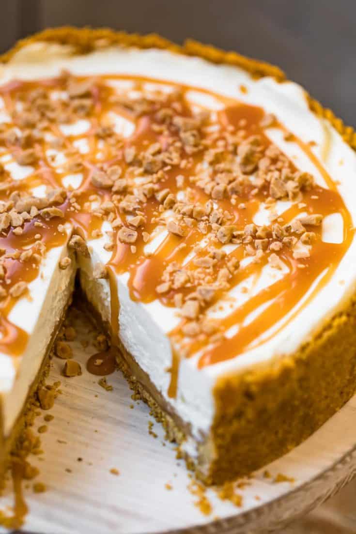 Salted Caramel No Bake Cheesecake Recipe - The Cookie Rookie®