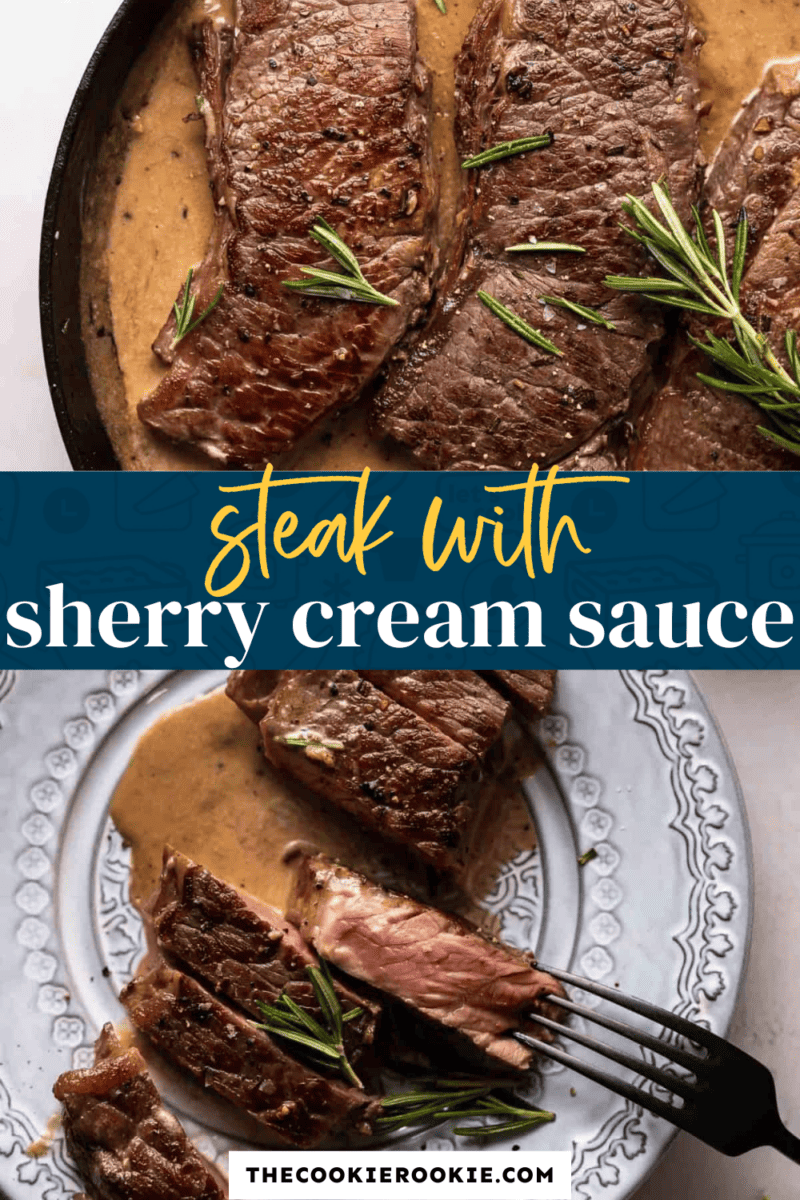 Rosemary steak with sherry cream sauce.
