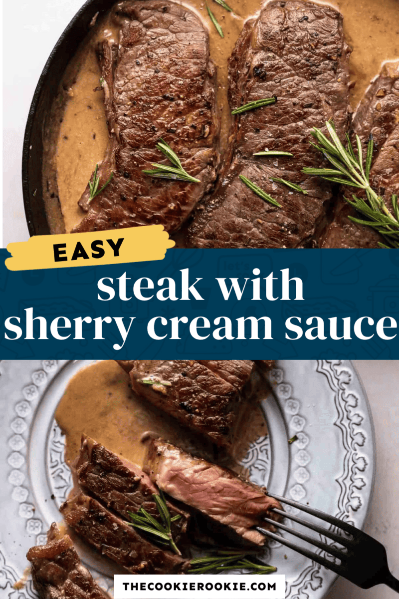 Rosemary steak with sherry cream sauce.