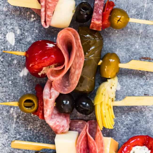 EASY ANTIPASTO SKEWERS + WonkyWonderful