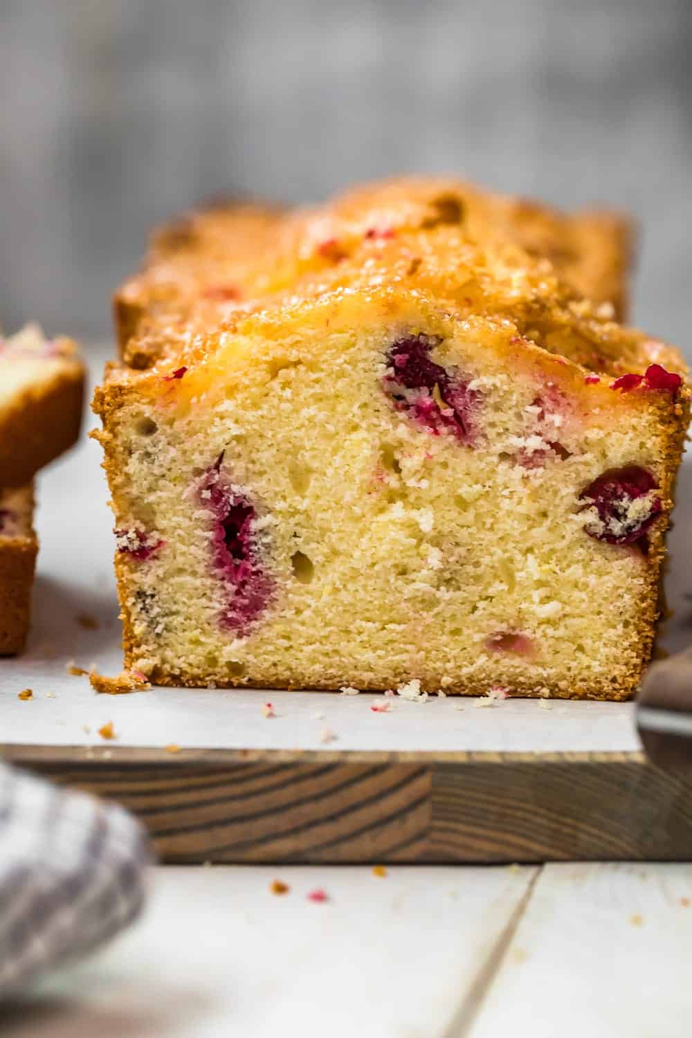 Glazed Lemon Cranberry Bread ready to eat