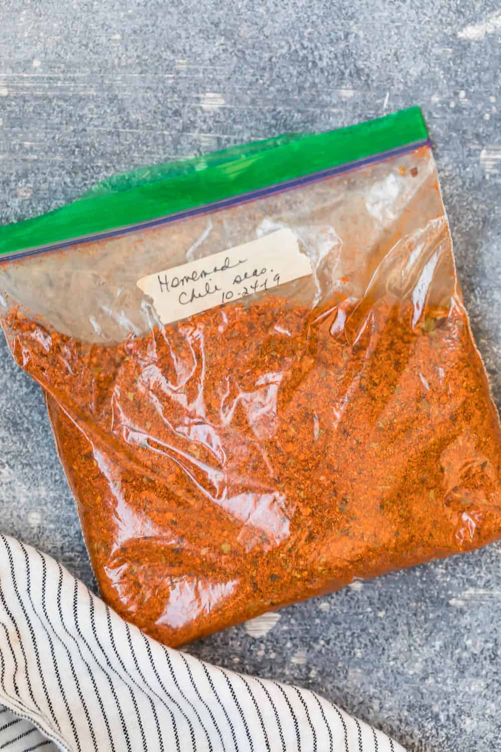 homemade chili seasoning in bag 