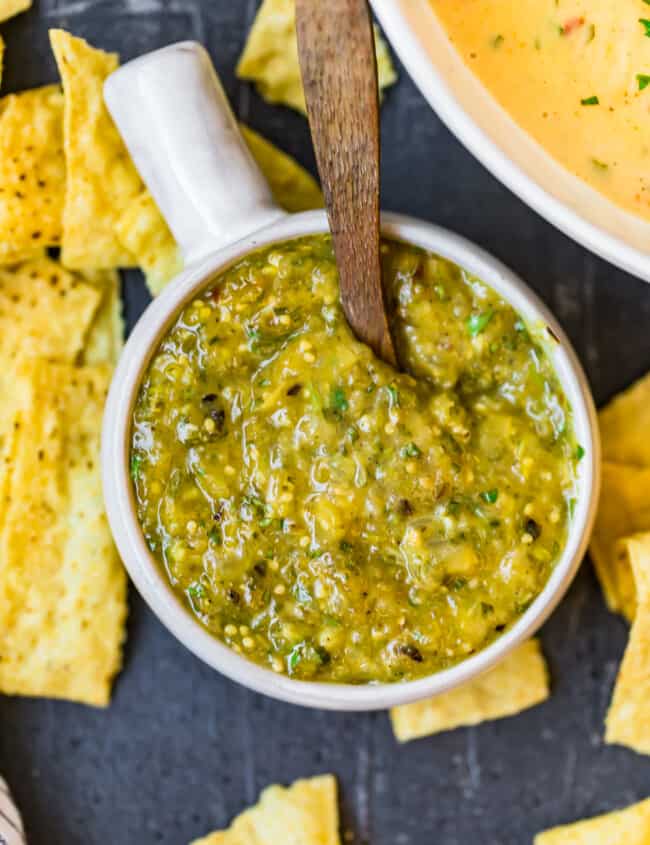 homemade salsa verde in a bowl