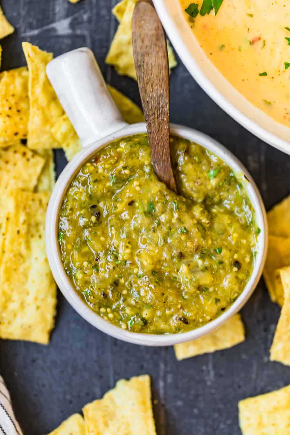 bowl of homemade salsa verde