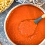 bowl full of homemade marinara sauce