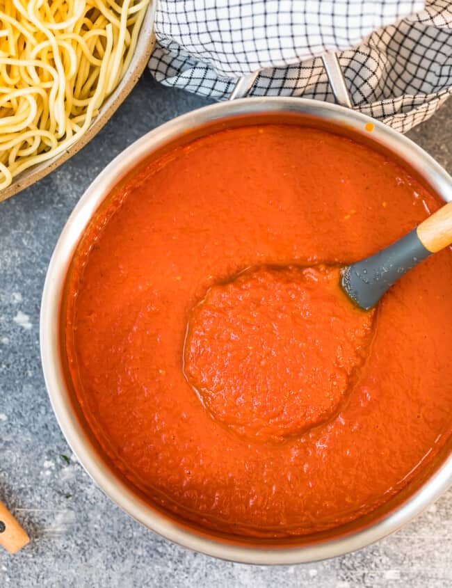 bowl full of homemade marinara sauce