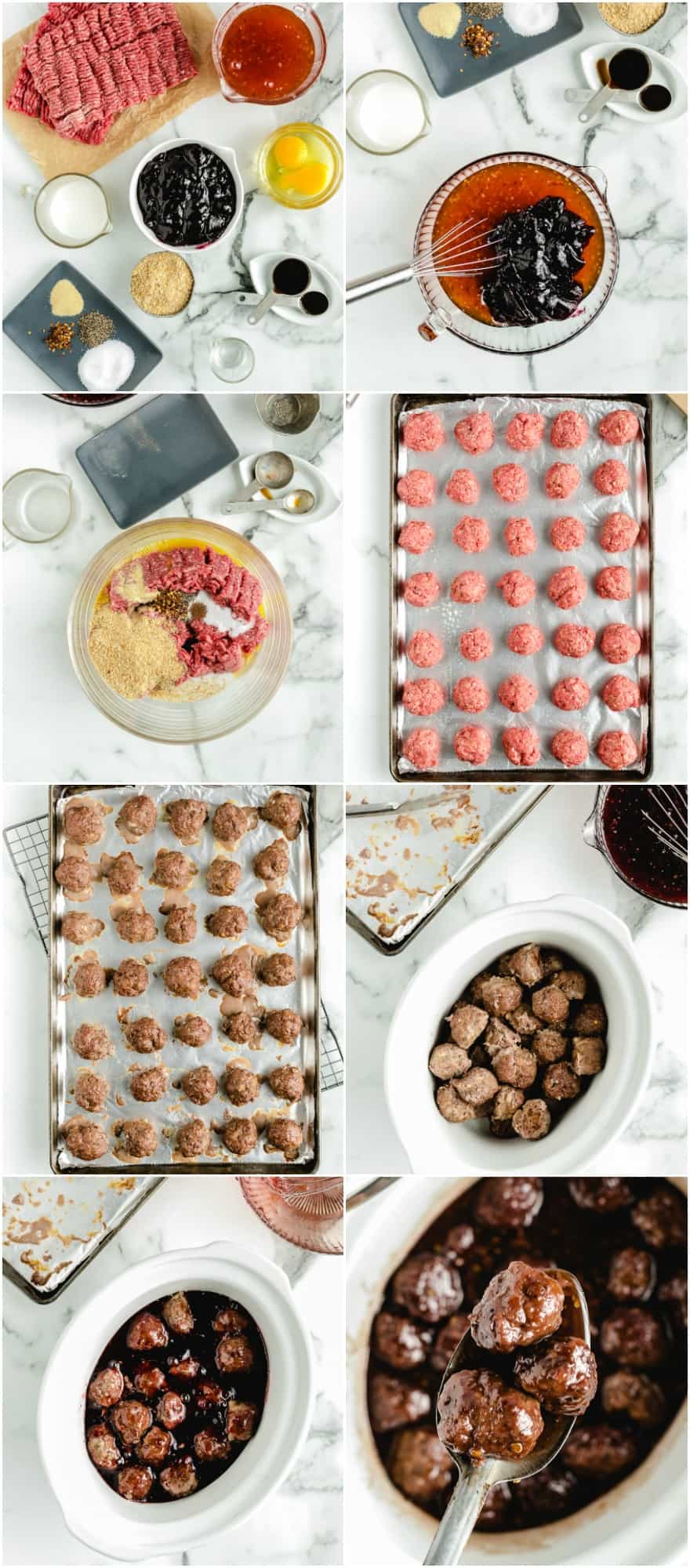 step by step photos of how to make grape jelly meatballs