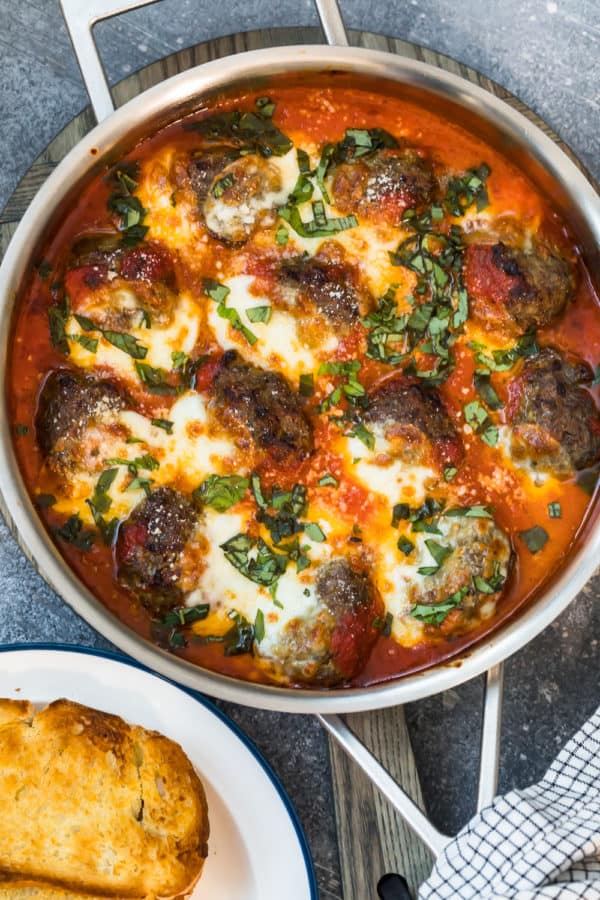 Delicious Meatball Parmesan on a plate