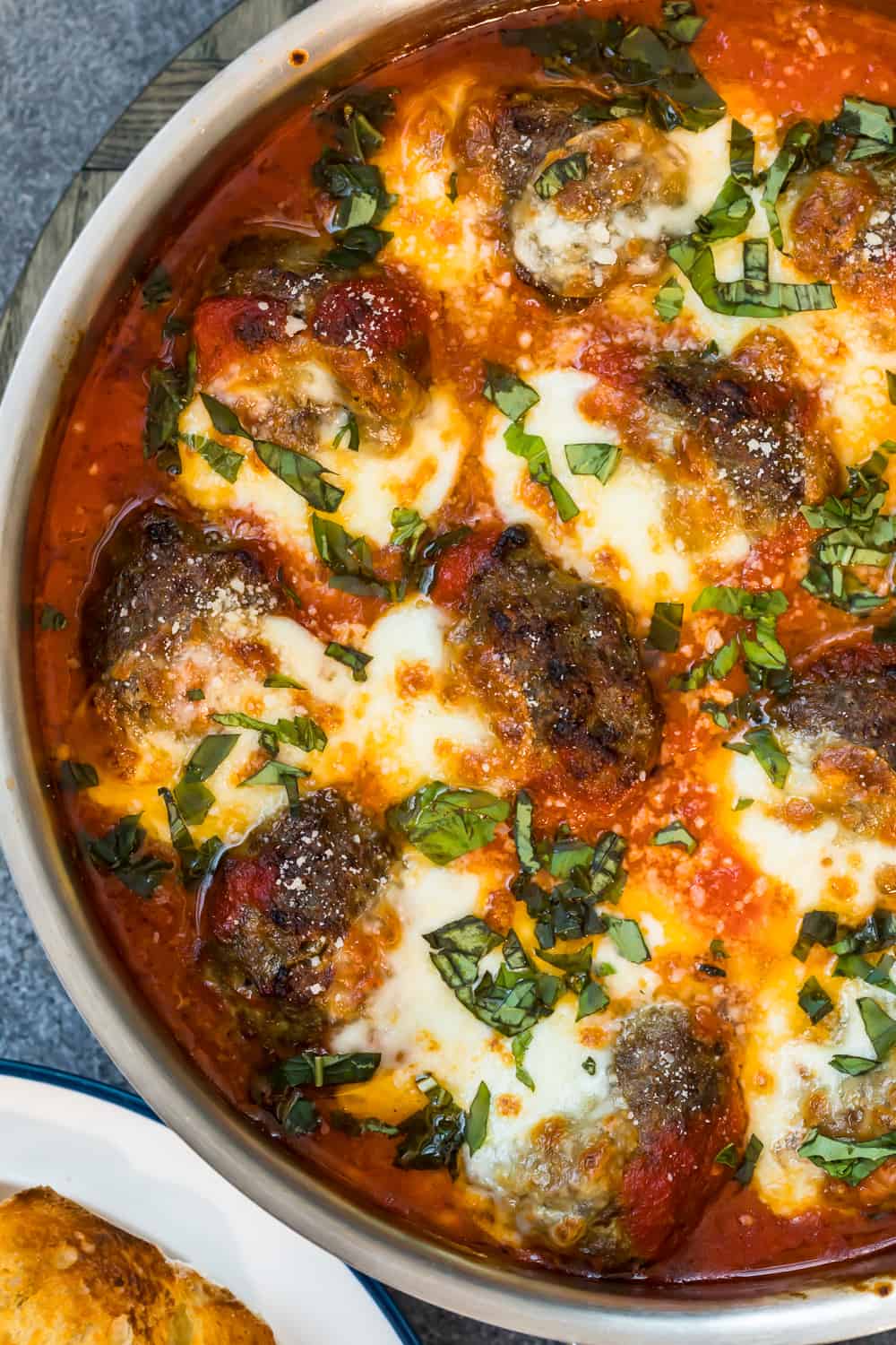 meatball parmesan in dish