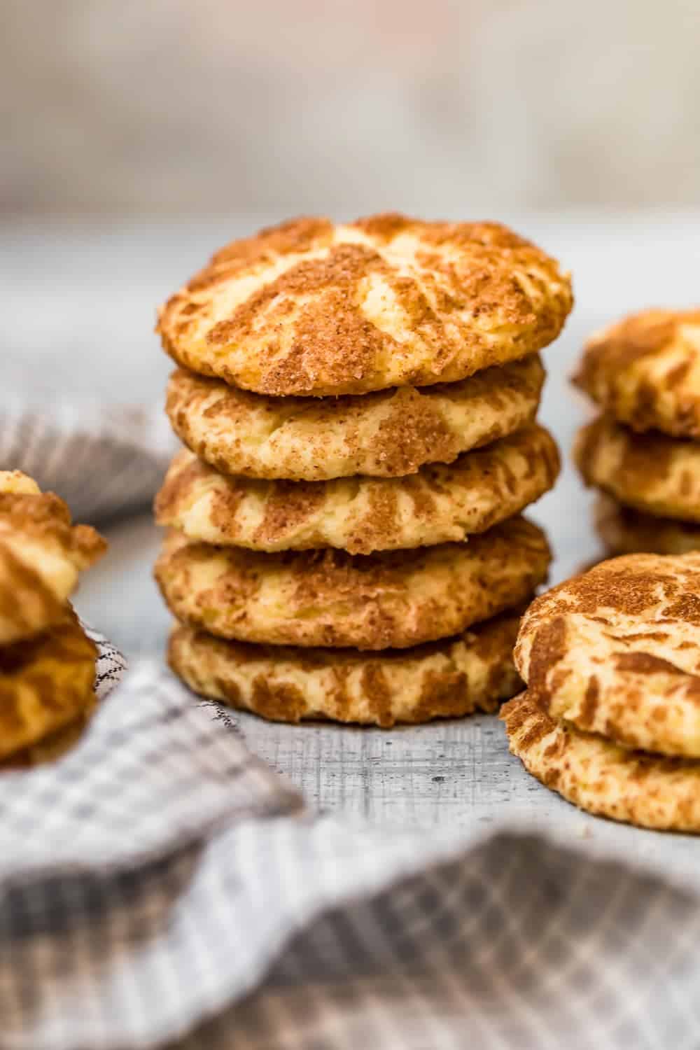 A stack of snickerdoodle cookies