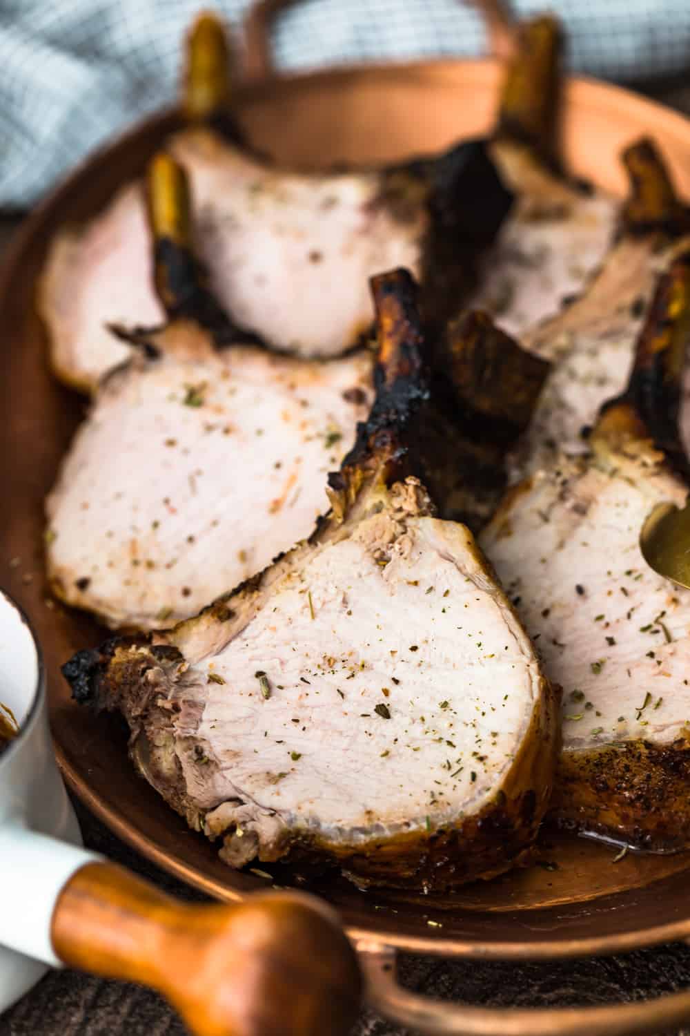 close up on cuts of pork crown roast