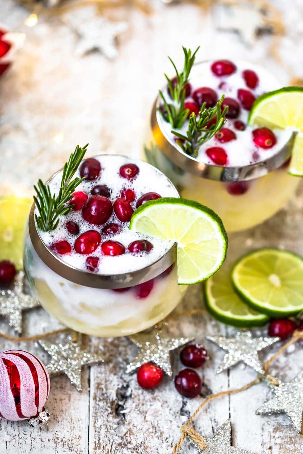 white christmas tequila sours in glasses