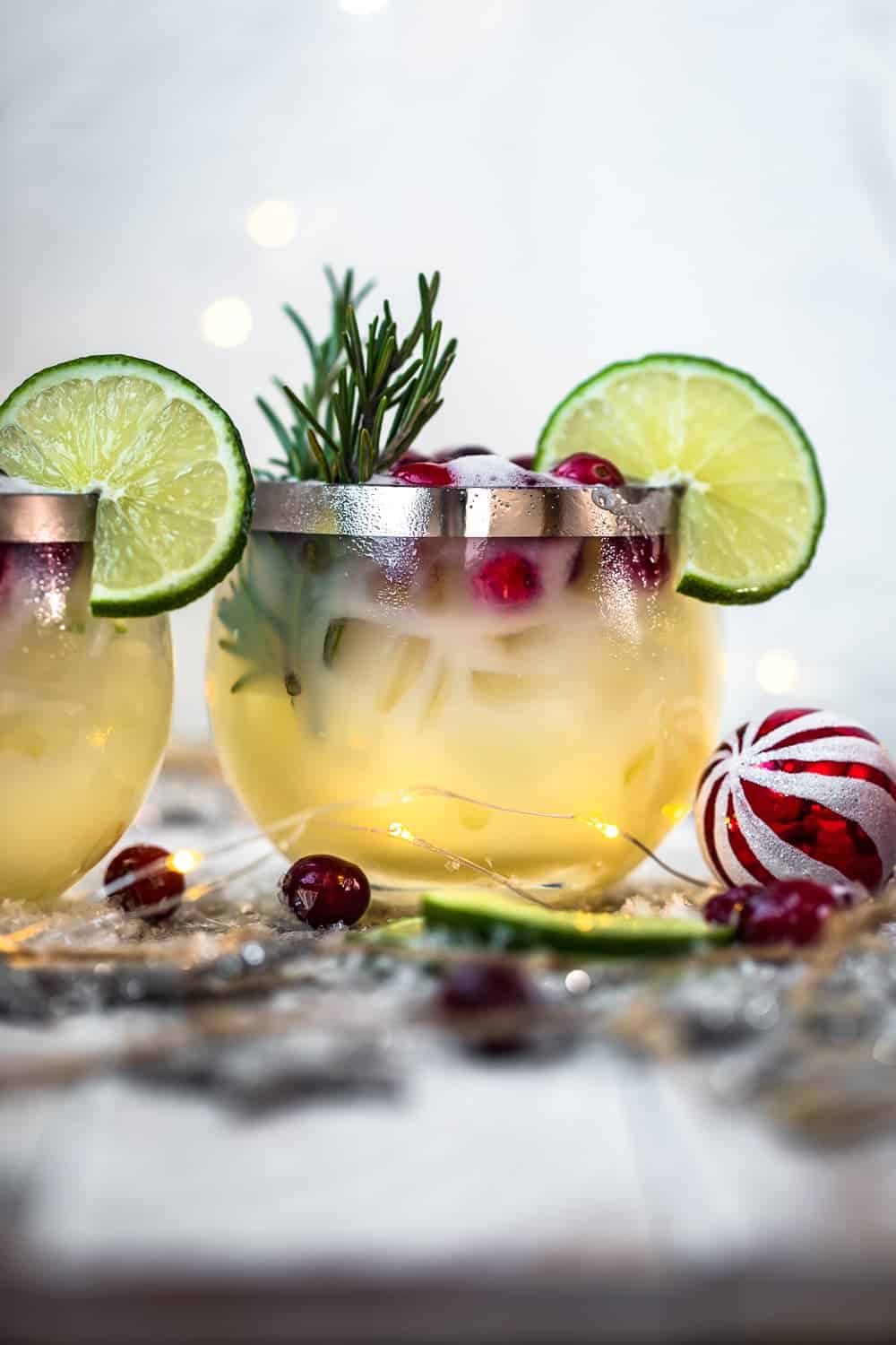 white christmas tequila sours in glasses