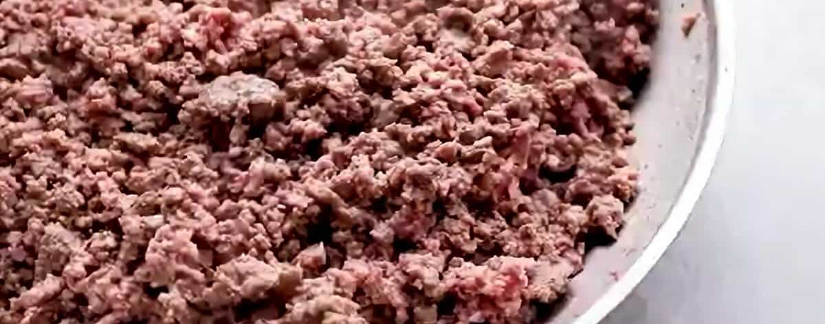Cooked ground beef.