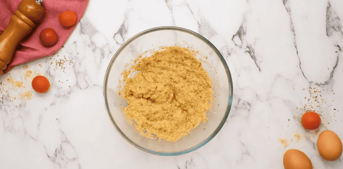 breadcrumbs with milk in a glass bowl. 