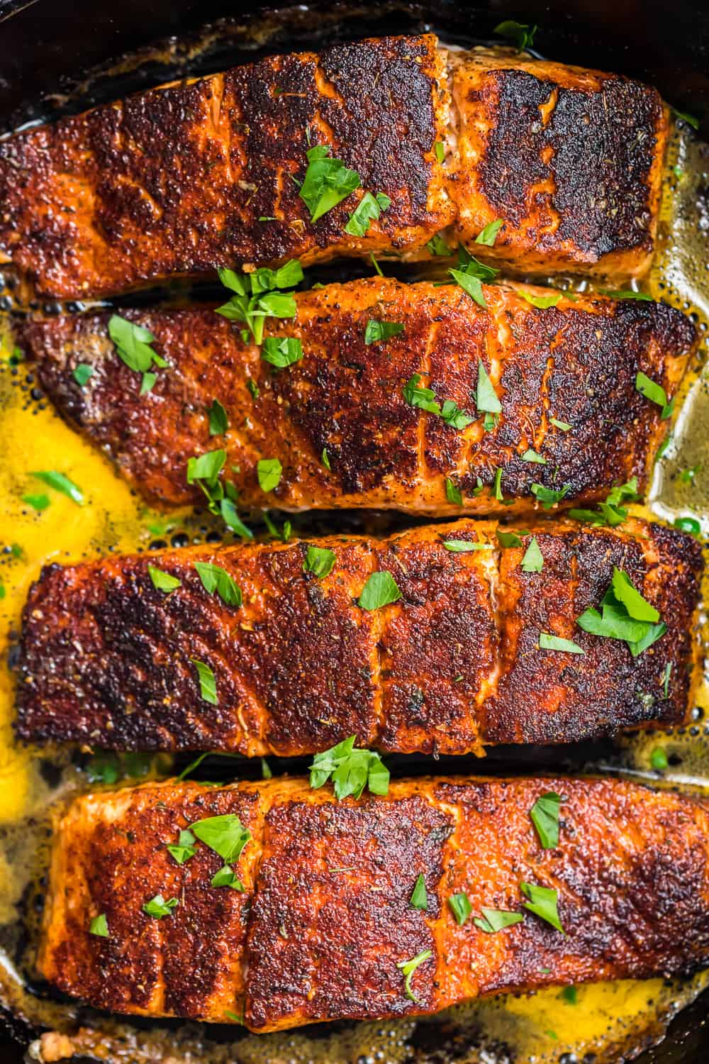 overhead shot of blackened salmon recipe