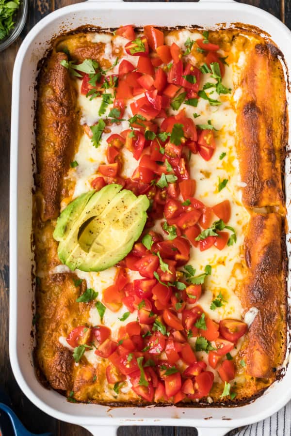 creamy cheesy chicken enchiladas featured image