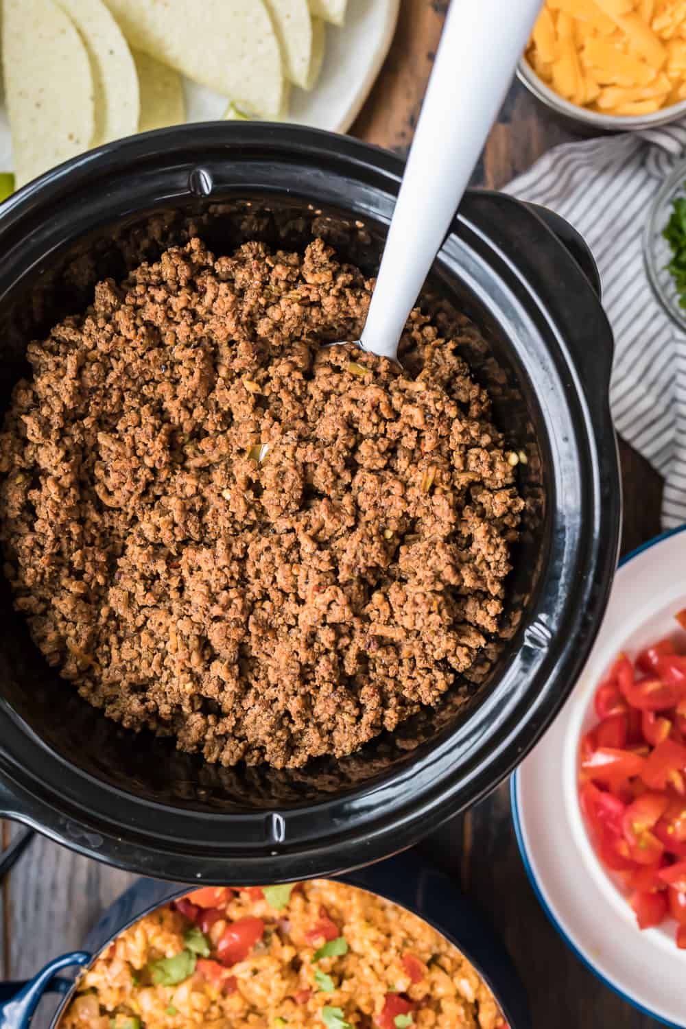 top down shot of taco beef