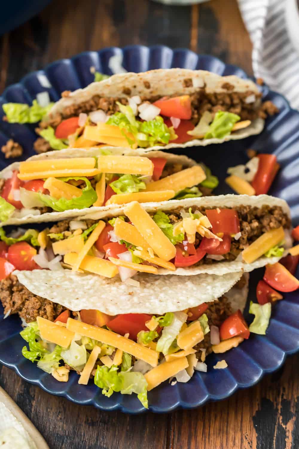 close up of slow cooker beef tacos