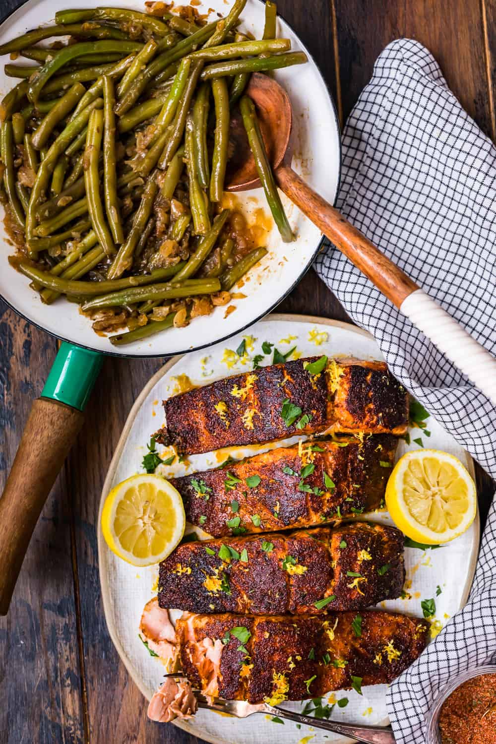 green beans and salmon