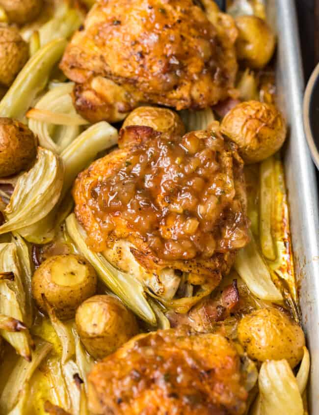 roasted chicken on a pan