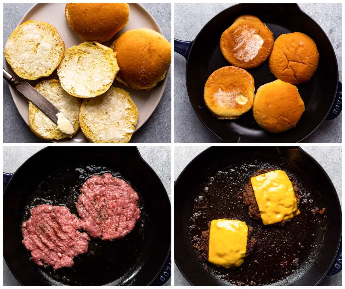 step by step photos for how to make smash burgers