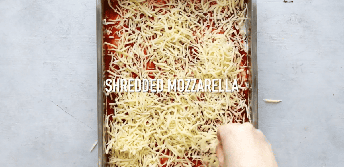 mozzarella cheese on top of the cheese and sauce