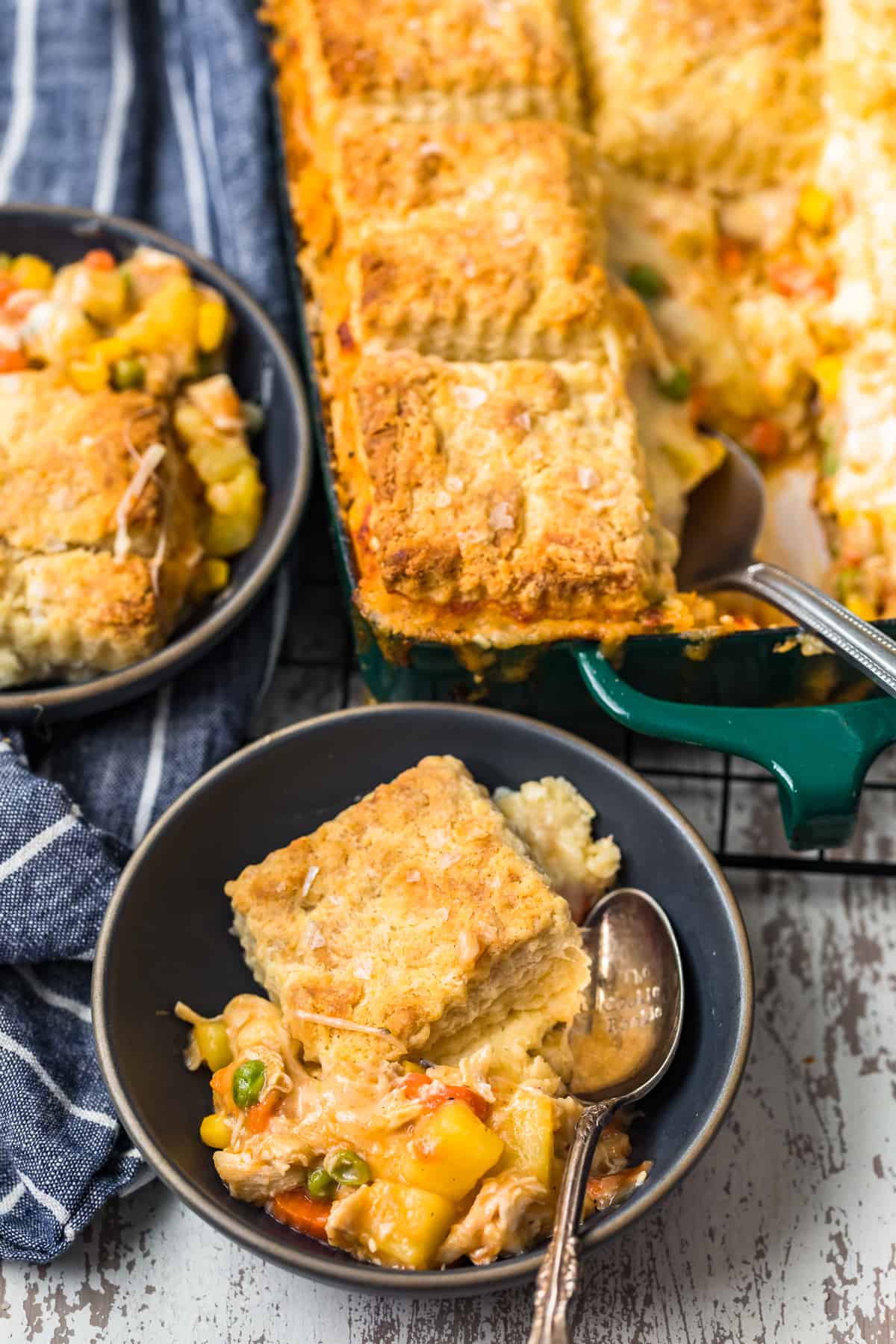 bowl containing easy chicken pot pie recipe