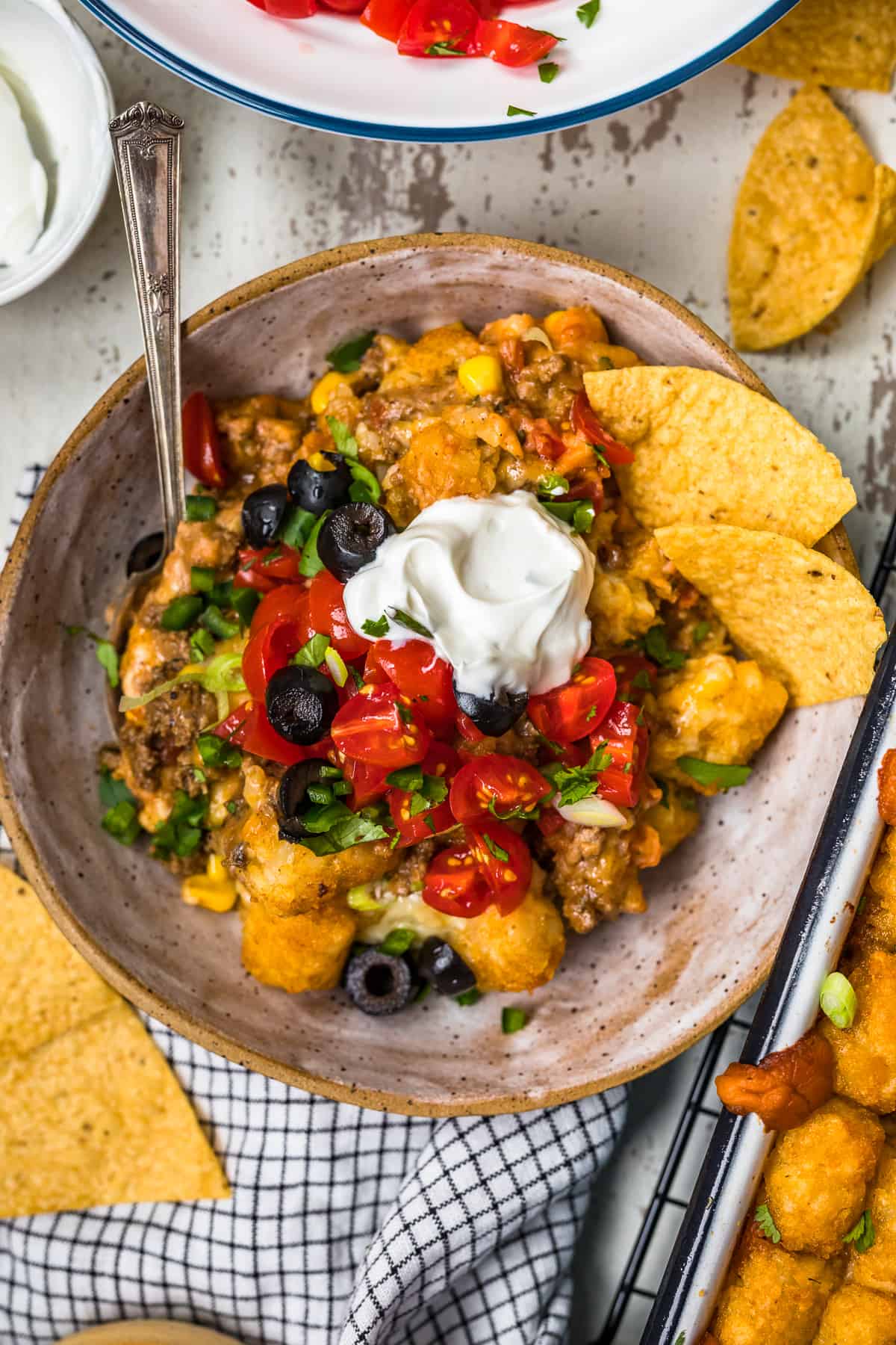 mexican tater tot casserole in bowl