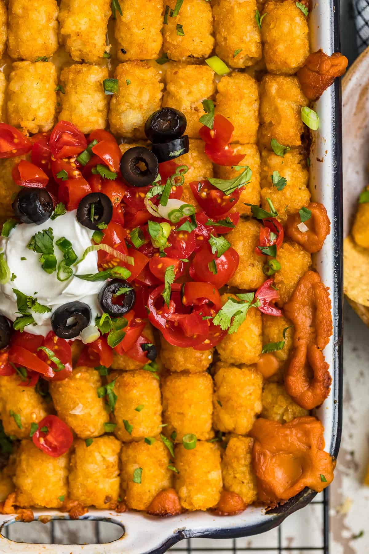 close up of toppings on casserole